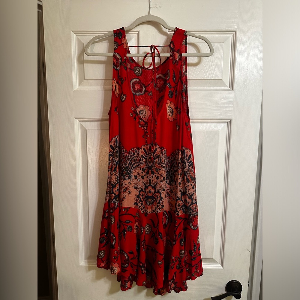 FREE PEOPLE Red Floral Dress SZ L